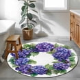 thumbnail image 4 of Hydrangea Wreath Round Area&nbsp;Rug 3.3ft Spring Purple Flowers Non-Slip&nbsp;Washable Circle Rugs Soft Felt Indoor Floor Mat for Bedroom Kitchen Living Room Bathroom, 4 of 9