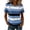 Blue, variant on Womens Striped Short Sleeve Reglan Shirts Color Block Crewneck Spliced Blouse with Buttons Trendy Going Out Summer Outfits 2026