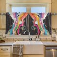 thumbnail image 2 of Yayeee Kitchen Curtains Tier Set of 2 Light Filtering 57"x24" Over Sink Window Panels, Colorful Black, 2 of 7
