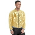 thumbnail image 3 of TiaoBug Men's Metallic Shiny Bomber Jacket Long Sleeve Button Down Shirts 70s Disco Costume Gold L, 3 of 7