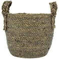 thumbnail image 4 of Northlight Set of 3 Dark Brown Round Seagrass Storage Baskets with Braided Handles 13.5", 4 of 6