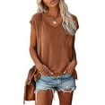thumbnail image 2 of BKQCNKM Shirts for Women T Shirts for Women Short Sleeves V Neck Plain Color Soft Loose Fitting Summer T Shirts Women Tshirts Shirts for Women, Coffee M, 2 of 5