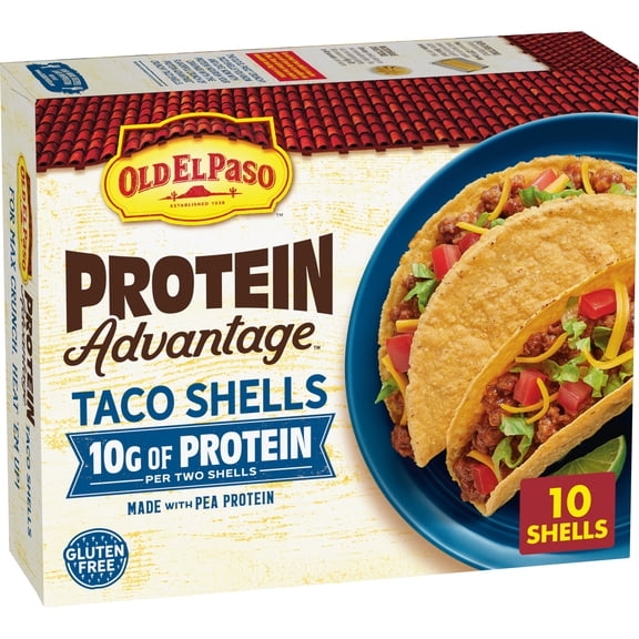 Old El Paso Protein Advantage Taco Shells, 10g Protein, Gluten Free, 10 Count, 4.94 oz