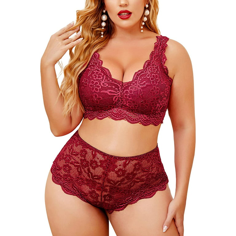 Adjustable Lace Halter Bra and Thong Set for Plus Size Women | Sexy Gift  for Honeymoon or Special Night