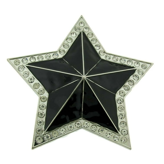 Star Jumbo Rhinestones on Borders Black Finished Belt Buckle Hip Rock Rare
