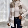 thumbnail image 6 of ABATAB Womens Fuzzy Fleece Plaid Vests Trendy Sleeveless Open Front Sherpa Lined Waistcoat Cardigans Comfy Winter Dusters Gilet with Pockets(X-Large,Khaki), 6 of 7