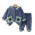thumbnail image 2 of KYAIGUO Toddler Fleece Dinosaur Pjs 2 PCS Set for Kids Thickened Sleepwear Coat & Pants Hooded Outerwear for Boys Girls 6M-4Y, 2 of 8