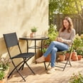 thumbnail image 2 of Outsunny Ensemble Bistro d'Extérieur avec Chaises Pliantes, Table Semi-Circulaire, Noir, 2 of 10