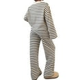 thumbnail image 6 of Lounge Sets for Women 2 Piece Sweater Sets Striped Long Sleeve Pullover Top Matching Set Fall Outfits Black S, 6 of 6