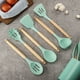 thumbnail image 2 of Utensilios de cocina de silicona, 12 piezas, sartén antiadherente, utensilios de cocina, espátula con mango de madera, cuchara para sopa, raspador, traje, 2 of 6