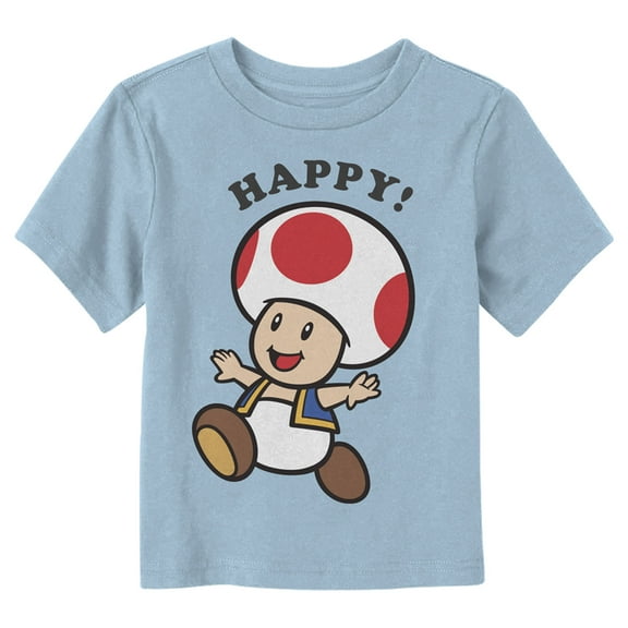 Toddler's Nintendo Happy Toad  Graphic Tee Light Blue 2T