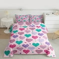 thumbnail image 3 of Manfei Cute Heart Loves Full Size Comforter Sets,Geometric Polka Dot Bedding Comforter Set,Pink Purple Cyan Bedding Sets For Girls Kids,Breathable Home Decor Reversible,3pcs, 3 of 9