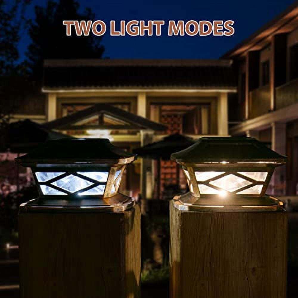 TWINSLUXES Solar Post Lights Outdoor Modes Waterproof LED Solar Fence Cap  Light for 4x4 5x5 and 6x6 Post in Patio,Deck Walkway and Garden  Decoration.(8 Pack)