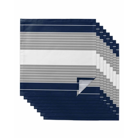 Hokiten Kitchen Dinner Napkins Set of 8 Navy Blue Grey Stripe Cloth Napkins Reusable Washable Table Napkins for Weddings Cocktail Parties Holiday Table Decor 20x20 Inch