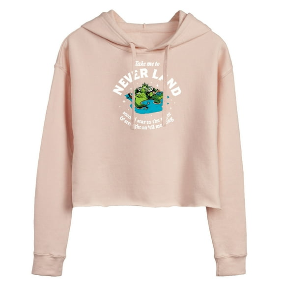 Disney - Peter Pan - Take Me to Neverland - Second Star to the Right - Juniors Cropped Pullover Hoodie