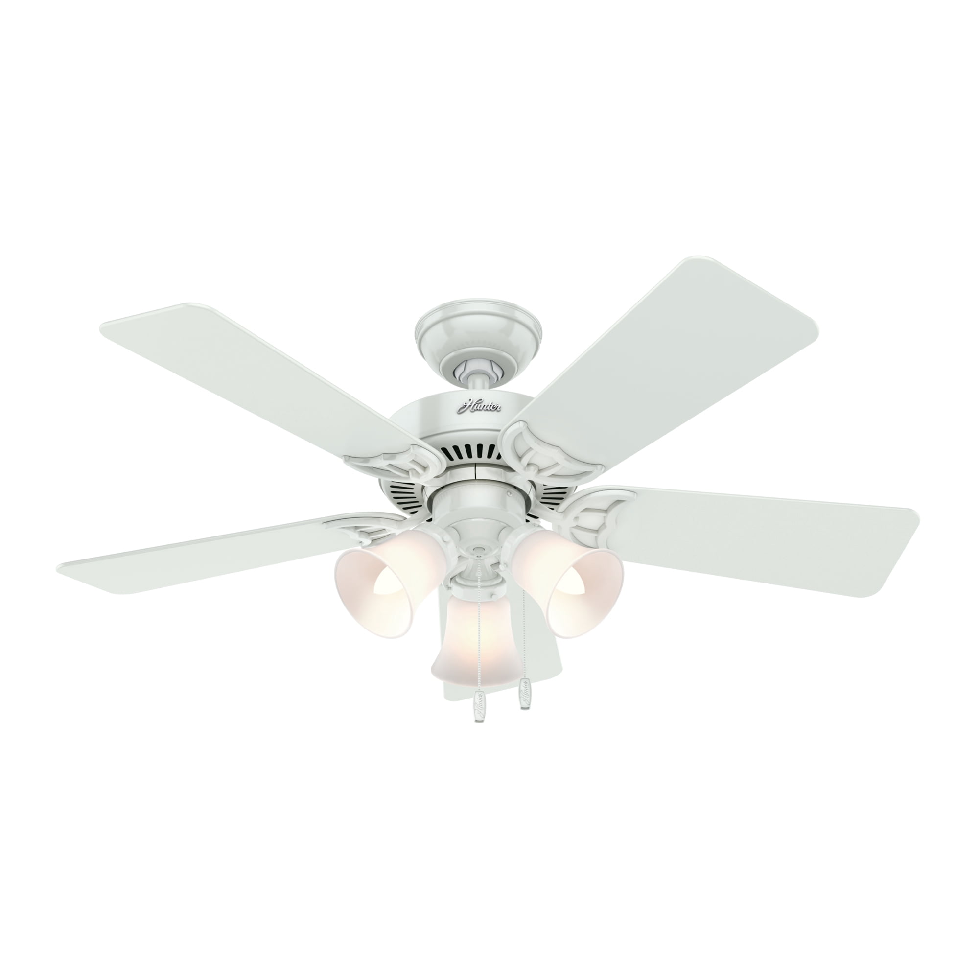 Hunter 44 Inch Quiet Breeze Fresh White Ceiling Fan with Pull