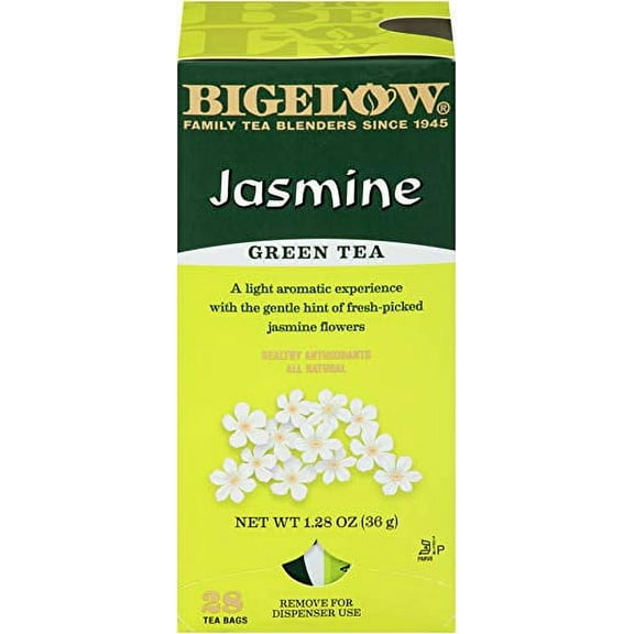 Bigelow Tea Green Jasmine 28Ct (Pack Of 1), Medium-Caffeine, All Natural, Antioxidant-Rich, Individual Foil-Wrapped Bags Packaging May Vary