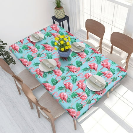 

Home Deluxe Tablecloth Flamingo Waterproof Elastic Rim Edged Table Cover- For Christmas Parties And Picnics 4ft
