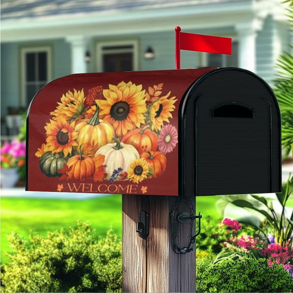 YOPINCO fall Pumpkin Daisy Mailbox Covers Magnetic ,Mailbox Wraps Post Letter Box Cover for Holiday Garden Yard Decor-21x18 in