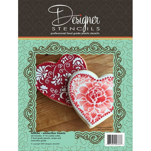 Winterthur Hearts Cookie Stencil & Cutter Set by Designer Stencils