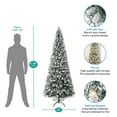 thumbnail image 5 of Salzburg 6.5ft Frosted Prelit Slim Artificial Christmas Tree with 864 Branch Tips, 250 Warm Lights and Metal Stand, 30" Wide Realistic Snow Flocked Skinny Pencil Christmas Tree by Naomi Home, 5 of 14