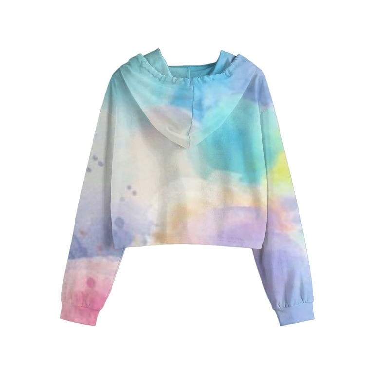 VMESZQFG Cropped Hoodie Women's Tie Dye Hoodie Sweatshirt