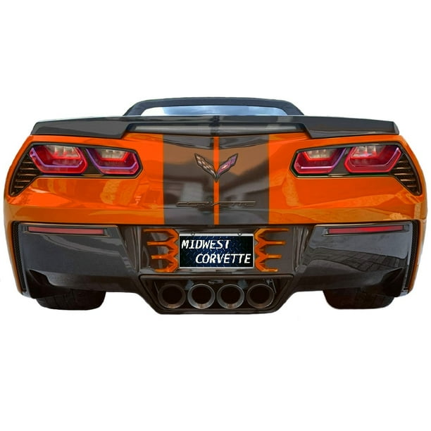 C7 CORVETTE STINGRAY LICENSE PLATE FRAME CARBON FLASH + SEBRING ORANGE