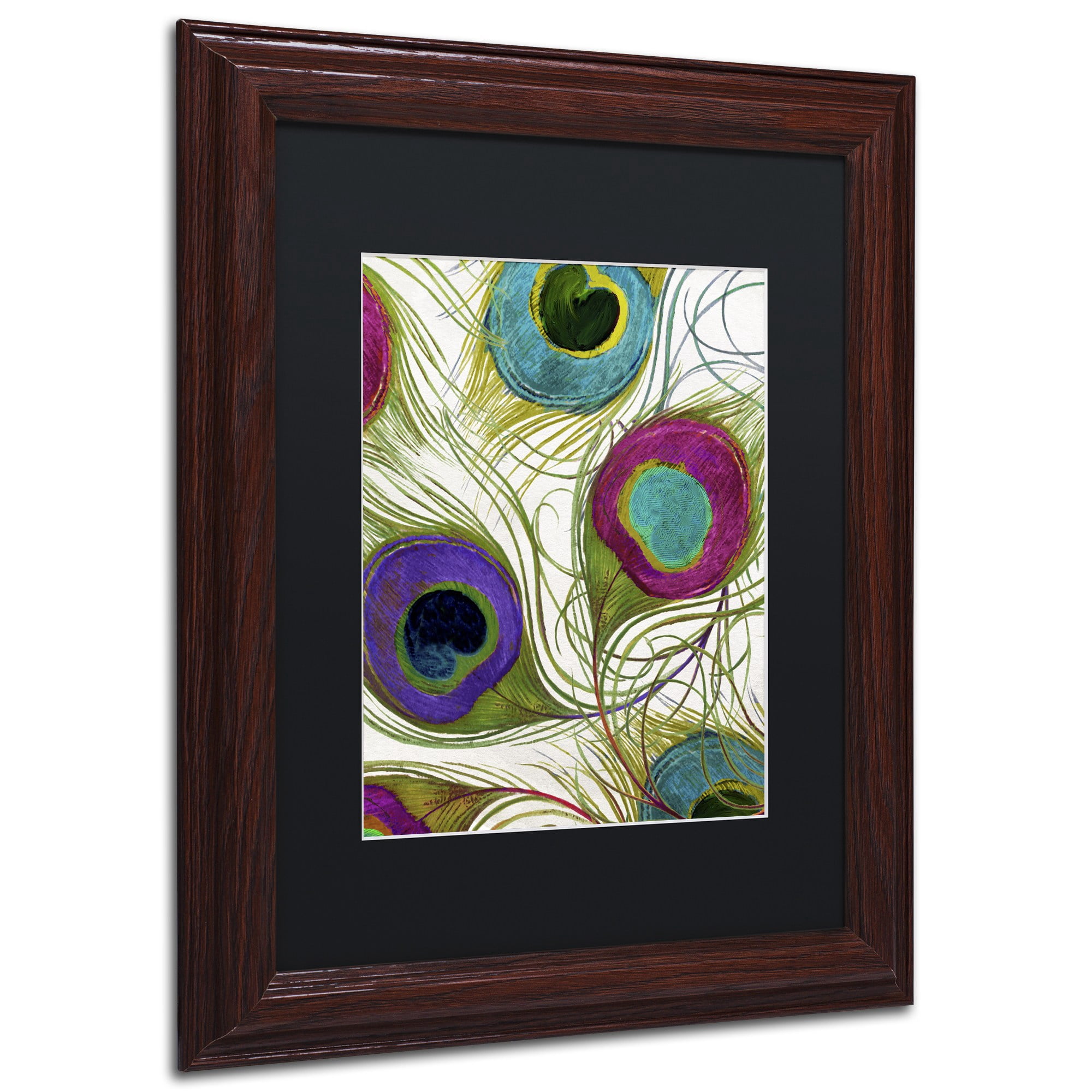 Trademark Fine Art "Peacock Feathers I" Canvas Art by Color Bakery Black Matte, Wood Frame