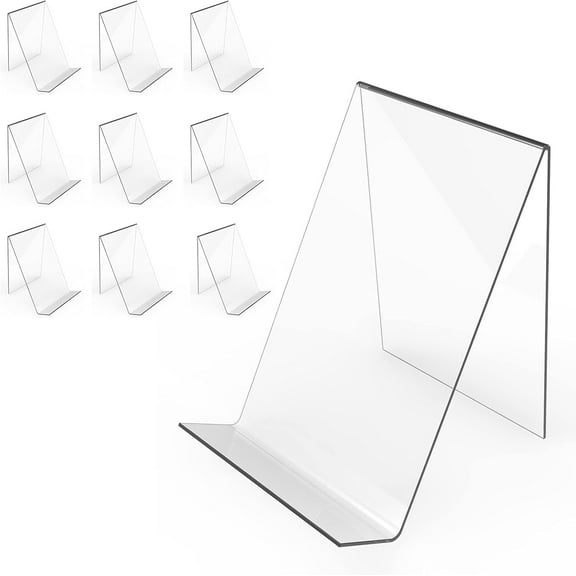 Acrylic Book Stand Without Ledge,6 Inch 10PC Clear Acrylic Display Easel Transparent Display Stand Holder Tablet Holder for Displaying Pictures,Books,Artworks, CDs