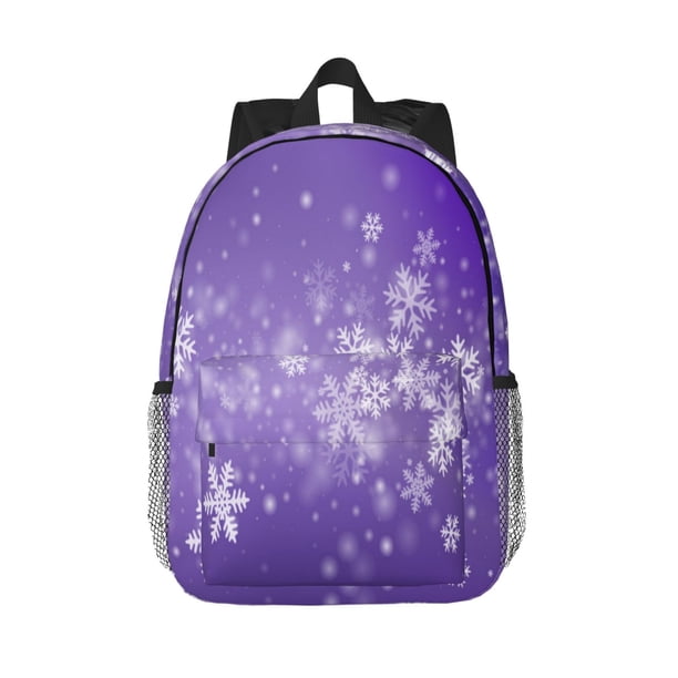 Easygdp Snowfall Sky White Purple Mochila Ligera de 15 Pulgadas para Estudiantes, Mochila Cómoda para la Escuela y Viajes, Correas Ajustables