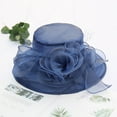 thumbnail image 4 of Mengen Women's Organza Derby Hat Fascinator for Wedding Bridal Tea Party/Navy Blue, 4 of 4