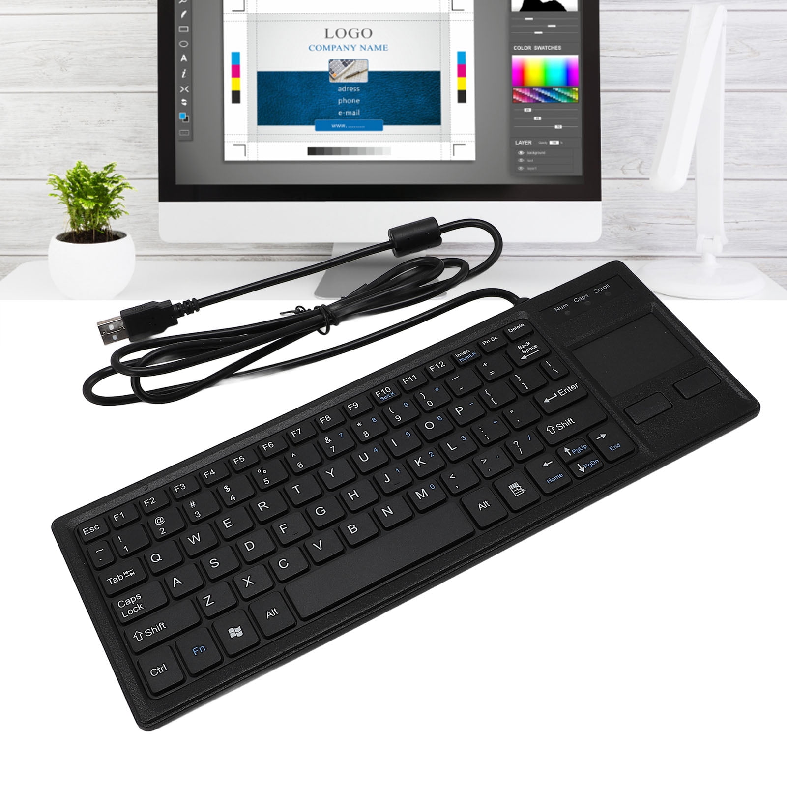 Mechanical Keyboard, Water Resistant Slim Ergonomic Plug and Play Wired Touch Keyboard  for Notebook