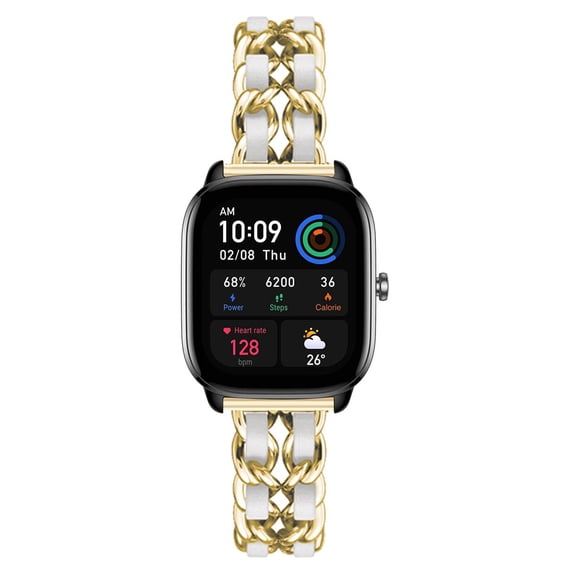 Leather Metal Band Compatible With Amazfit GTS 2/GTS 2 mini/GTS 2e/GTS Band, Stainless Steel Metal Cowboy Chain Style Replacement for Band Amazfit GTS 2/GTS 2 mini/GTS 2e/GTS