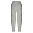 thumbnail image 7 of ABATAB Cotton Linen Pants for Women Button Lounge Harem Trousers Drawstring Elastic Waist Summer Beach Pants Outfits with Pockets, 7 of 7