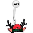 thumbnail image 1 of Body Candy Womens 14G 316L Stainless Steel Navel Ring Piercing Red Reindeer Antler Hat Belly Button Ring, 1 of 1