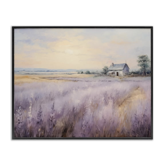 Stupell Industries Lavender Farm Fields Landscape & Nature Painting Black Framed Art Print Wall Art, 14 x 11