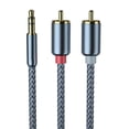 thumbnail image 1 of Cable de Adaptador de audio, Estructura Firme de 2 Metro de Largo 3.5 mm A 2 Cable de Gato Masculino para AltaVoz, 1 of 8