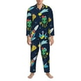 thumbnail image 3 of Yiaed Funny Spaceships Print Men’s Pajamas Set - Long Sleeve Button Down Sleep Shirt and Pajama Bottoms Sleepwear Set Mens Pjs Sets Men's Pajama Bottoms-Small, 3 of 7