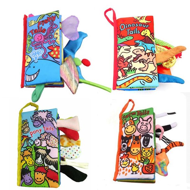 Baby cloth book Baby Toys Infant Early Cloth Books For Kids Learning Education Activity Books Animal Tails DinosaurRandom send He Qiyong unisex