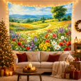 thumbnail image 3 of Sunlit Wildflower Meadow with Path and Blue Hills, Cheerful Cottagecore for Nature Lovers, Meadow Wall Art, Housewarming Gift, Tapestry Wall Hanging for Bedroom and Living Room, 3 of 7