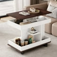 thumbnail image 2 of Adjustable End Table Modern Space Saving Lift Top Rotating Hidden Storage Wheels MDF Black White for Living Room Small Space, 2 of 10