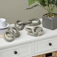 thumbnail image 2 of 9", 9", 13"W Gray Marble Handmade Geometric 3 Link Chain Sculpture with Various Shapes, by DecMode (3 Count), 2 of 7