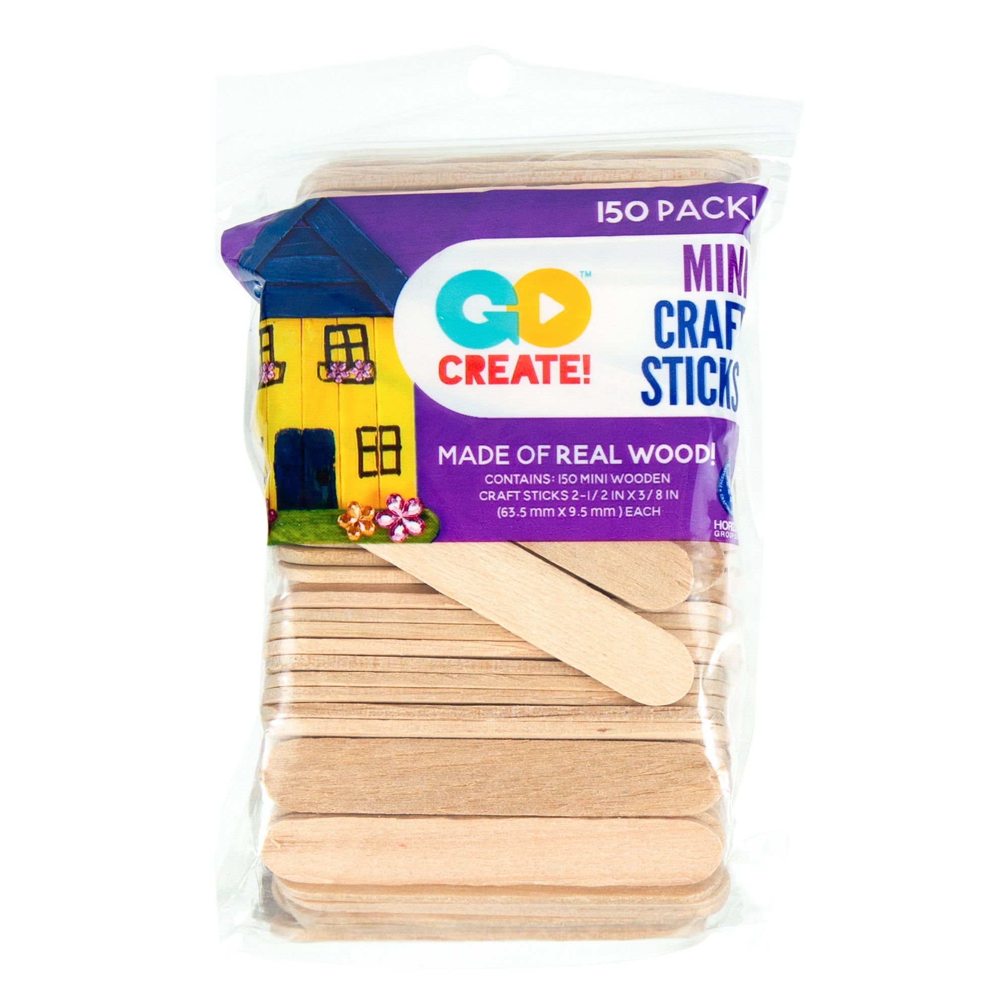 Go Create Mini Wood Craft Sticks, 150-Pack Small Wood Craft Sticks