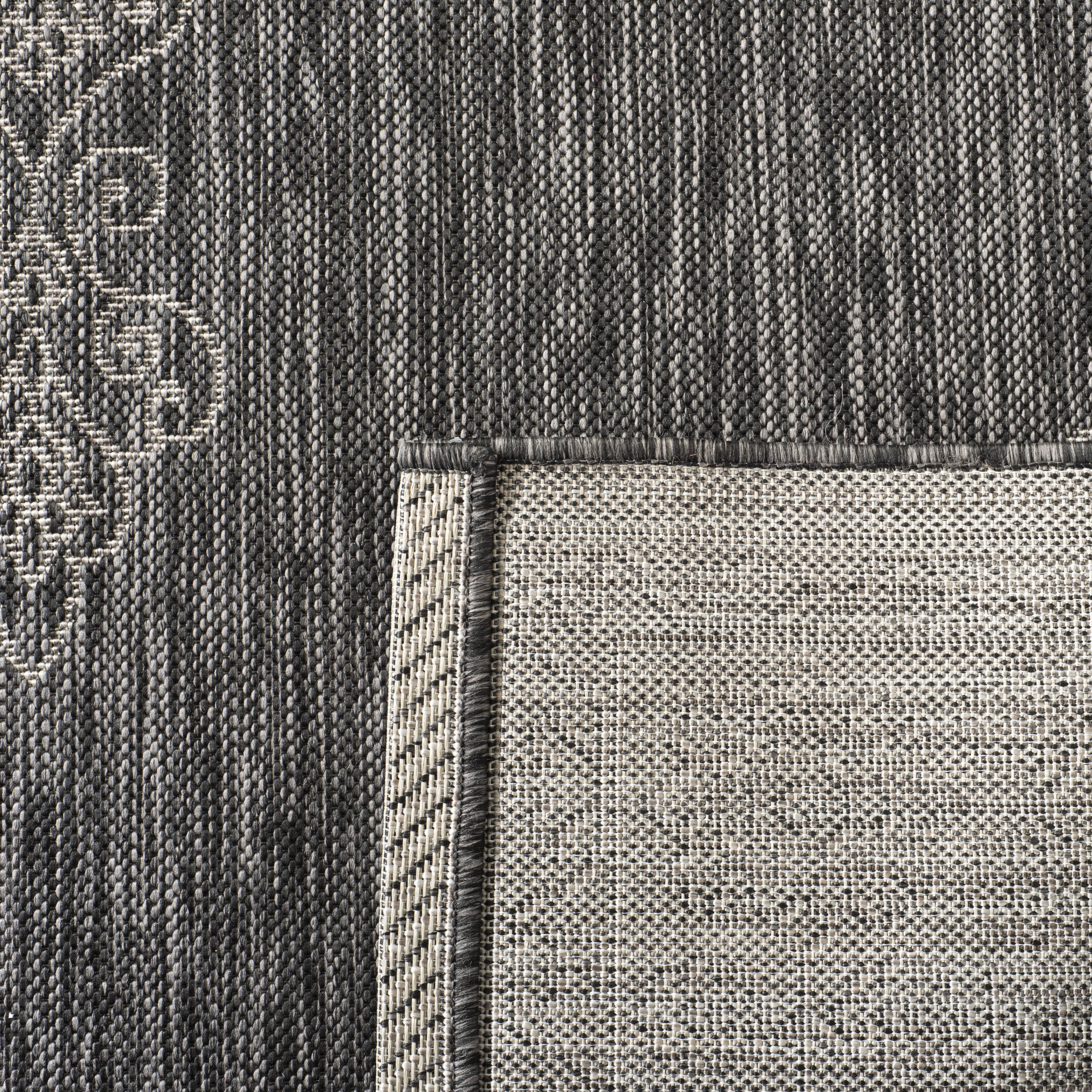 SAFAVIEH Courtyard Delbet Medallion Indoor/Outdoor Runner Rug, Black/Ivory, 2'3" x 10'