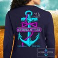 thumbnail image 2 of Southern Attitude Salty Anchor Navy Blue Preppy Long Sleeve Shirt, 2 of 2