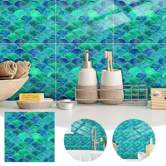 TUWABEII Fish Scale Peel and Stick Backsplash Tile Peel and Stick Tile Backsplash for Kitchen Self Adhesive Back Splashes Stick on Tile for Kitchen Bathroom Wall Tile Stickers