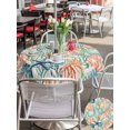 thumbnail image 4 of Coastal Beach Outdoor Tablecloth - 54 Inch Round Dining Table Cover, Nautical Summer Coral Starfish Shell Waterproof Outdoor Table Cloth with Umbrella Hole & Zipper for Picnic/Patio/Party, 4 of 7