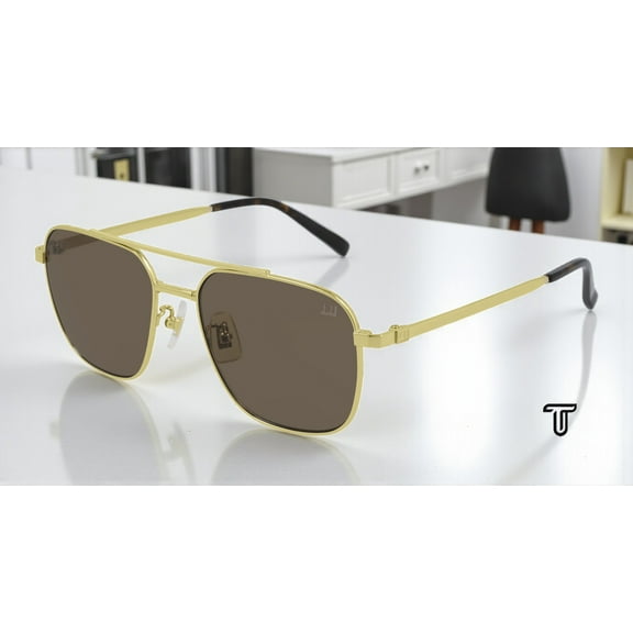 DUNHILL DU0014S 001 Pilot Navigator Gold Light Brown 54 mm Men's Sunglasses