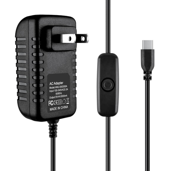 PGENDAR 5V 3A USB-C/Type-C Power Adapter 5 Volt 3000mA Power Cord Adapter Compatible with Raspberry Pi 4 Model B 1GB/2GB/4GB and More 5V 15W Office or Home Devices