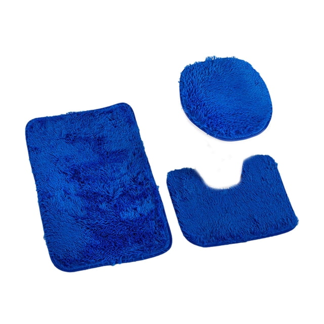 Toystoory Tapete para tapa de inodoro duradero de 3 piezas, suave y duradero, juego de tapete de baño cómodo y suave para todos los días Juegos de accesorios de baño Azul